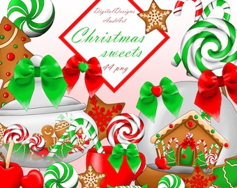 Christmas sweets clipart, Christmas cookies, Christmas clipart, Xmas clipart, Christmas candy, planner clipart, sticker clipart, commercial