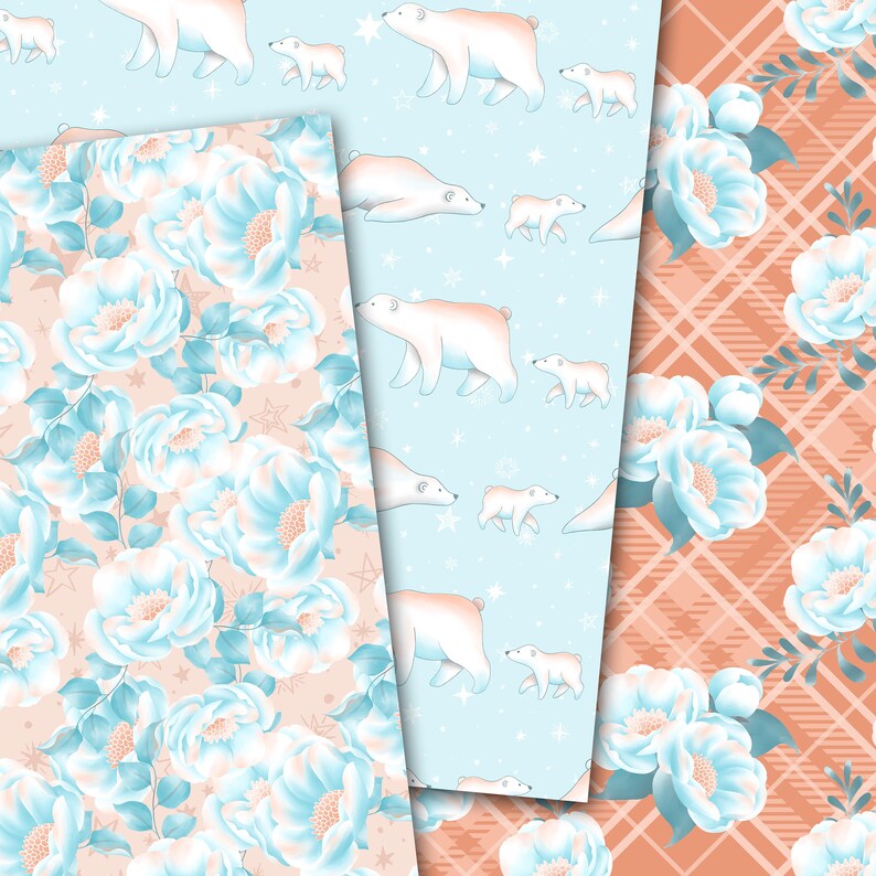 Polar Bear Paper Bear Digital Paper Polar Bears Pattern - Etsy