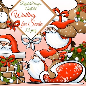 Santa Claus clipart, Santa clipart, Santa illustration, Christmas clipart, Christmas tree clipart, winter clipart, Watercolor clipart