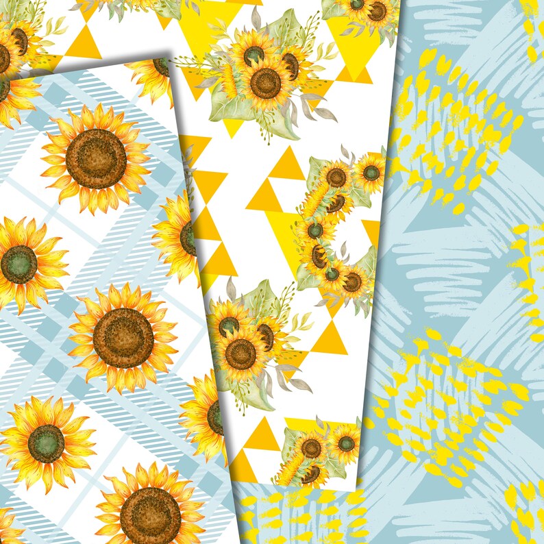 Sunflowers digital paper Printable paper Scrapbook paper | Etsy