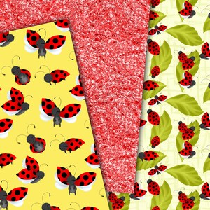 Ladybug Digital Paper, Ladybug Patterns, Bug Papers, Daisy Paper ...