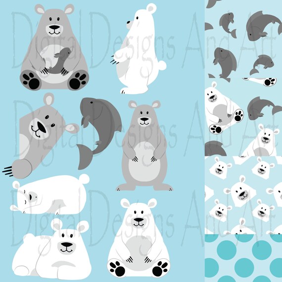 Eisbar Clipart Weisser Bar Clipart Weisser Bar Digitales Etsy