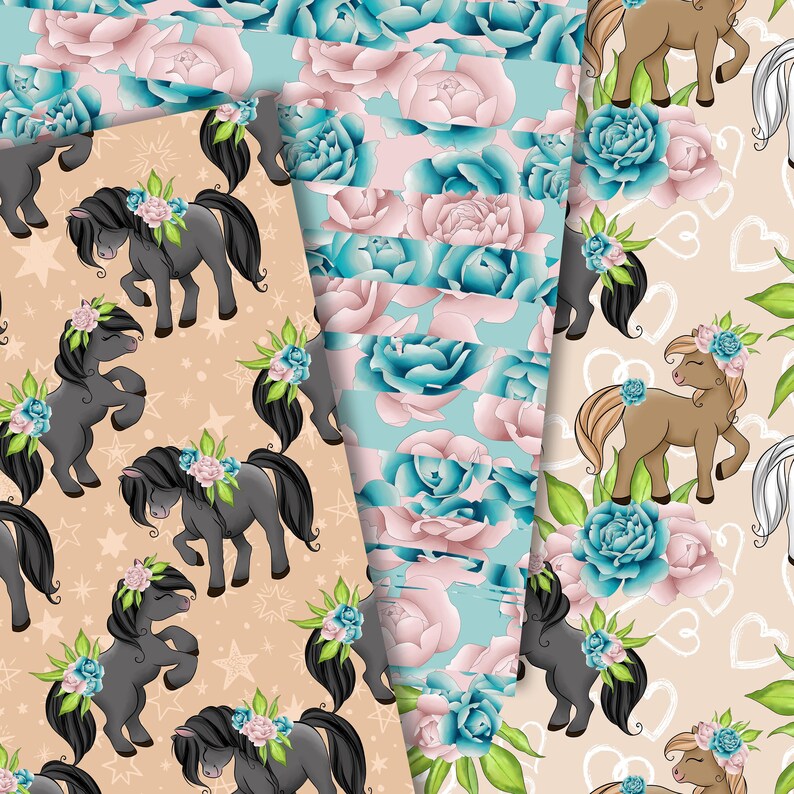horse-paper-horse-pattern-pony-paper-pony-pattern-seamless-etsy