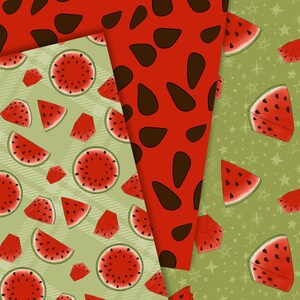 Watermelon paper, Melon digital paper, Watermelon pattern, seamless patter, Fruit paper, fabric design, Commercial use, Sticker paper image 3