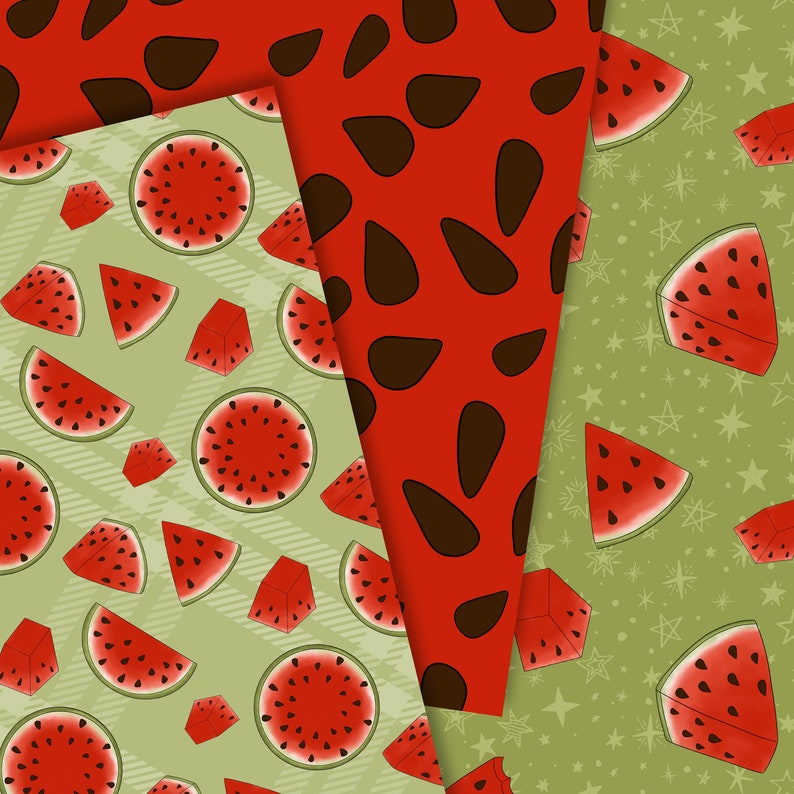 Watermelon paper, Melon digital paper, Watermelon pattern, seamless patter, Fruit paper, fabric design, Commercial use, Sticker paper image 3