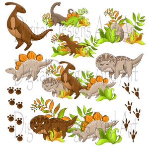 Dinosaur clipart, dinosaur illustration, Dino clipart, dino illustration, planner clipart, sticker clipart, stegosaurus, tyrannosaurus rex image 3