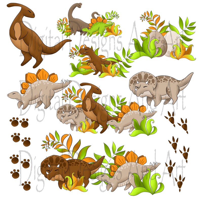 Dinosaur clipart, dinosaur illustration, Dino clipart, dino illustration, planner clipart, sticker clipart, stegosaurus, tyrannosaurus rex image 3
