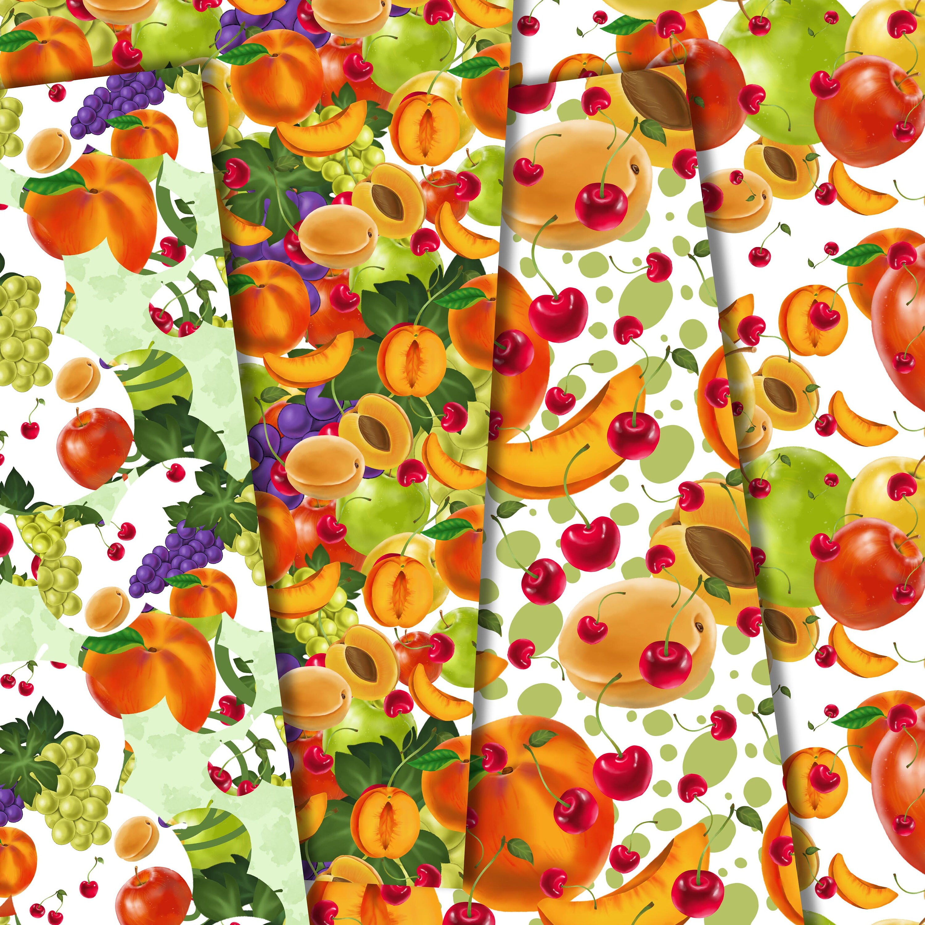 Fruit digital paper Handpainted paper Fruit pattern Grape | Etsy