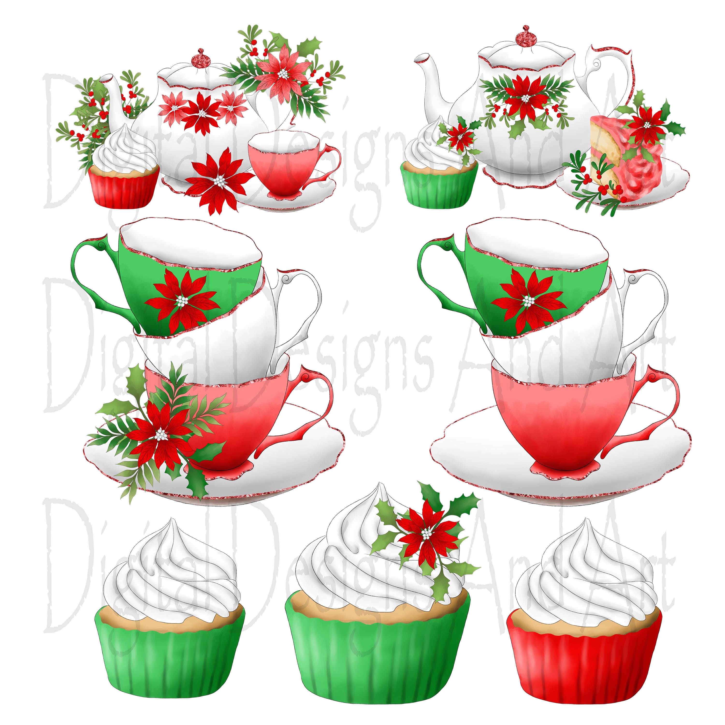 Christmas Tea Clipart Tea Clipart Teapot Clipart Christmas Etsy