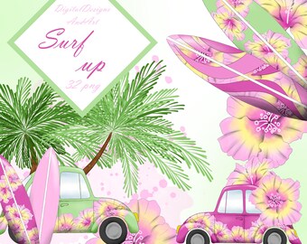 Surf clipart, summer clipart, sea fun clipart, Summer Planner Sticker, summer illustration, planner sticker clipart, paper supplies