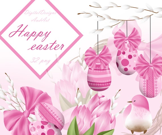 Easter eggs illustration Spring clipart Tulip clipart Spring flowers clipart bird clipart planner stickers clipart Easter clipart