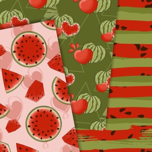 Watermelon paper, Melon digital paper, Watermelon pattern, seamless patter, Fruit paper, fabric design, Commercial use, Sticker paper image 4