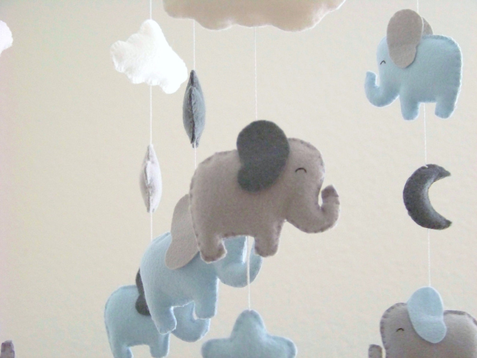 Elephant baby mobile blue and gray baby mobile nursery crib Etsy