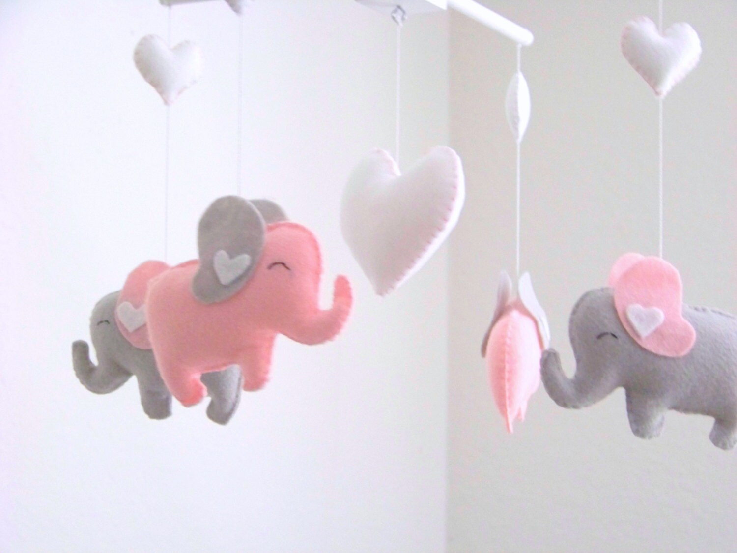 Elephant baby mobile pink gray mobile pink elephant mobile Etsy