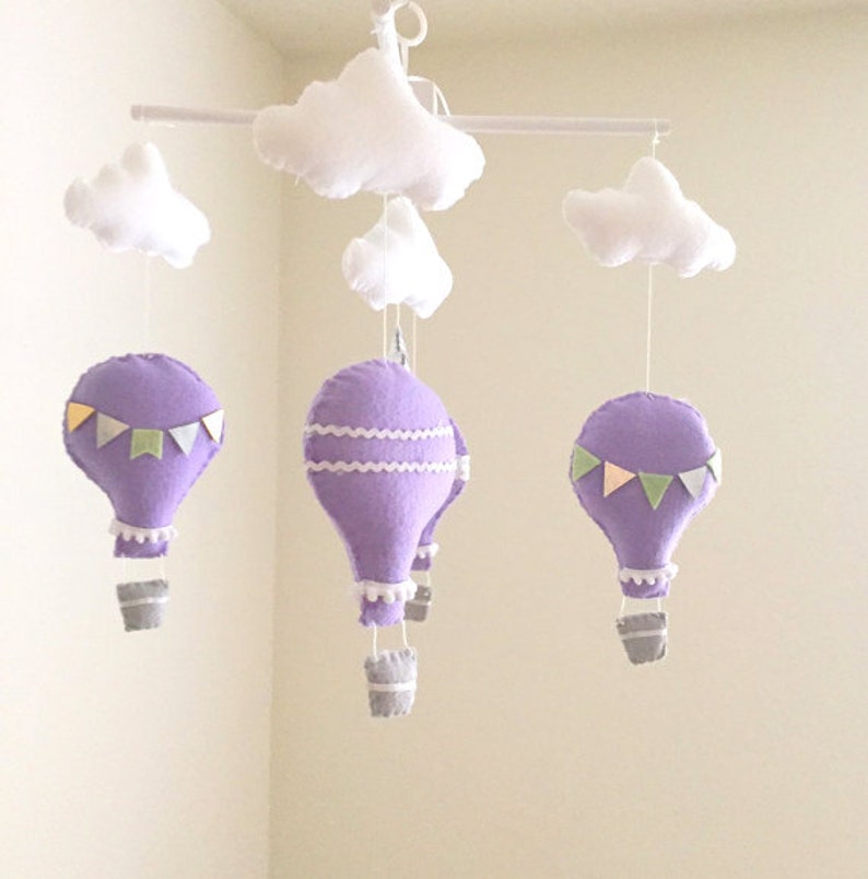 Lavender Hot Air Balloon Baby Mobile Metallic Gold And Silver Etsy