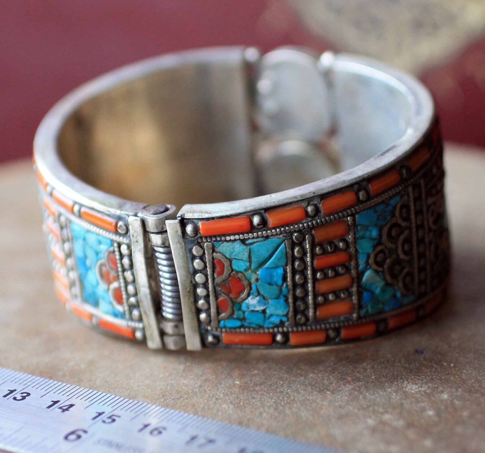 Nepalese Tibetan Style Handmade Bracelet Cuff inlaid with Etsy
