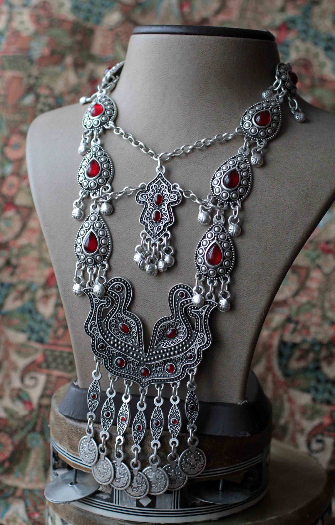 Gorgeous Uzbek Jewelry Style Silver plated Tribal Boho | Etsy
