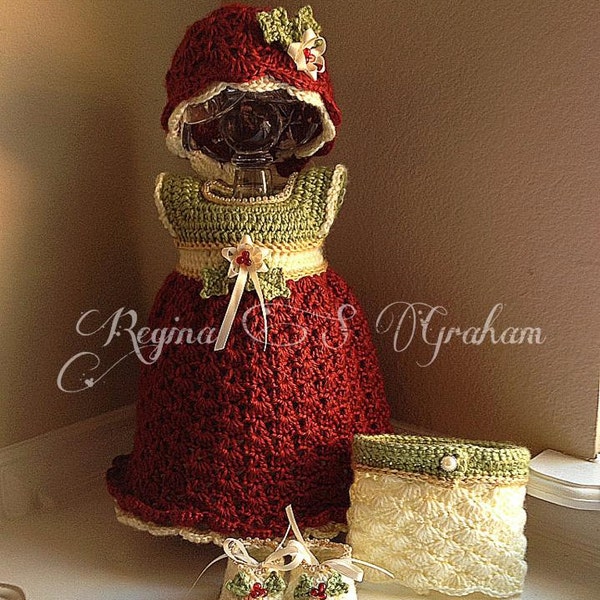 crochet christmas pattern, baby christmas dress, baby dress, crochet baby pattern, crochet pattern, baby girl pattern, crochet pattern