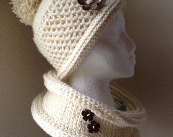 Crochet Pattern for Criss Cross Pompom Hat, Winter Accessories, Ski, Beanie, Cold Weather, Adult, Yarn, Handmade
