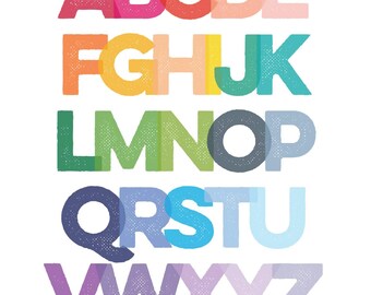 Modern Alphabet print #1 | Rainbow | 8x10 | 16x20 | digital download | printable