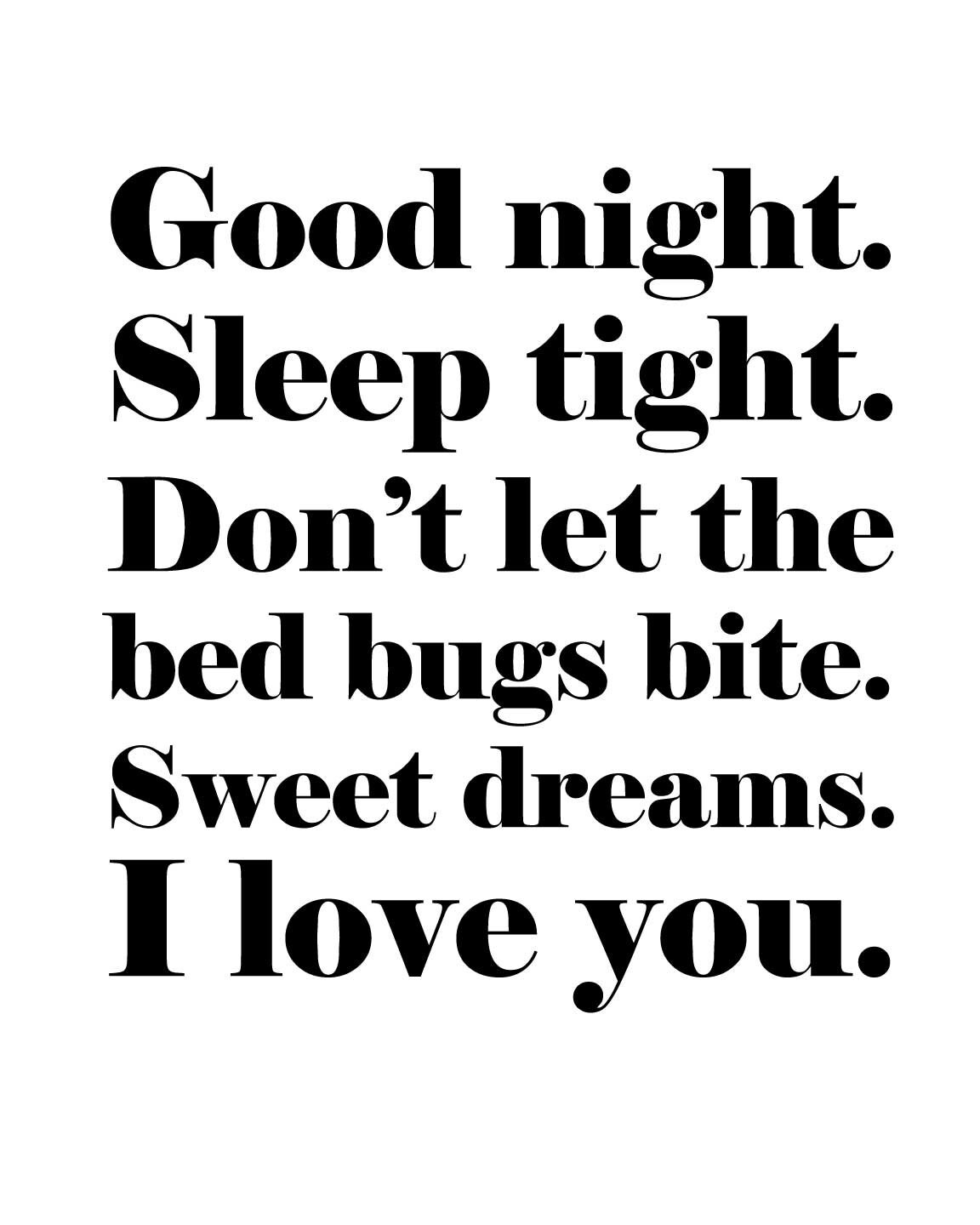 Good Night Sleep Tight Typography Print Black And White Etsy