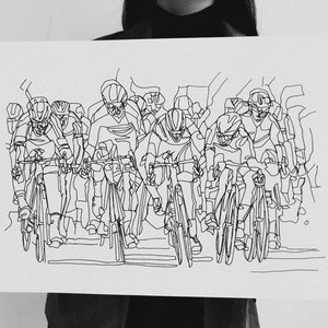 A Sunday in Hell - Road Cycling Art Print - Cycling Art, Line Art, Minimal Cycling, Bicycle Illustration, Gift for Cyclist, Road Bike Art