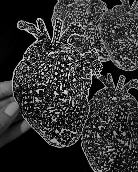 fixed gear art Cycling Heart Art Sticker / Paper sticker chain art ...