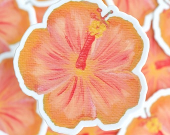 Orange Water Bottle Accessory - Beach Die Cut Sticker - Lap Top Floral Sticker - Surf Aesthetic Vinyl Sticker - Panama City Beach Art