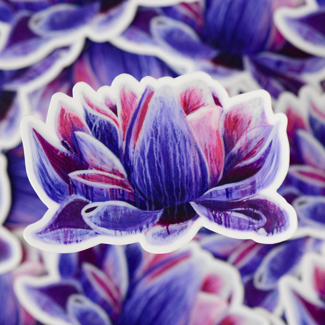 Purple Lotus Flower Sticker Botanical Car Window Decal Crown Chakra Lap ...