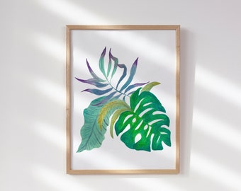 Monstera Watercolor Botanical Print, Outerbanks Artwork, Monstera Art Print Direct from Artist, Tropical Florida Wall Art, Archival Prints