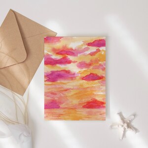 Oeuvre d'art aquarelle pastel, cartes de correspondance de la Floride, papeterie coucher de soleil rose, cartes de correspondance Outerbanks, paquet de variétés de cartes de correspondance du Michigan