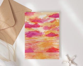 Pastel Watercolor Artwork, Florida Notecards, Pink Sunset Stationary, Outerbanks Note Cards, Michigan Notecard Variety Pack
