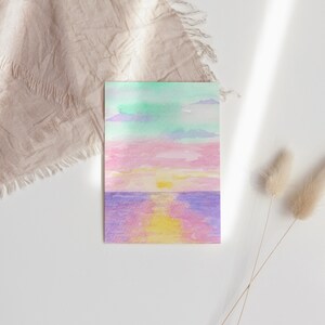 Pastell Aquarell Grafik, Florida Karte Karte, Karte Outerbanks Karte, Little Sunset Stationary, Missouri Karte
