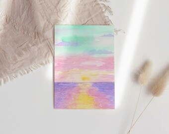 Pastel Watercolor Artwork, Florida Notecards, Purple Sunset Stationary, Outerbanks Note Cards, Michigan Notecard Variety Pack