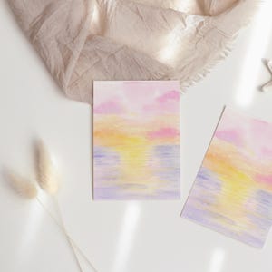 Oeuvre d'art aquarelle pastel, cartes de correspondance de Floride, papeterie coucher de soleil violet, cartes de correspondance Outerbanks, paquet de variétés de cartes de correspondance du Michigan
