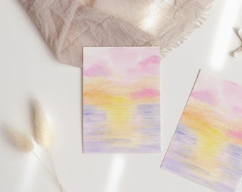 Pastel Watercolor Artwork, Florida Notecards, Purple Sunset Stationary, Outerbanks Note Cards, Michigan Notecard Variety Pack