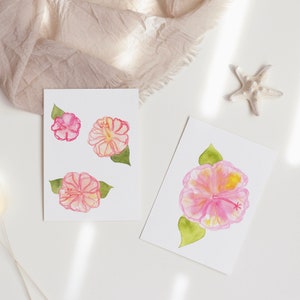 Aquarell Grußkarten mit Umschlägen, Hibiskus Grußkarten Umschläge Set, Briefpapier direkt vom Künstler, Florida Floral Grußkarten
