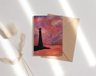Lighthouse Notecards, Watercolor Artwork, Florida Notecards, Purple Sunset Stationary, Outerbanks Note Cards, Michigan Notecard Variety Pack