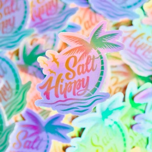 Holographic Beach Vinyl Sticker - Beach Die Cut Sticker - Lap Top Sticker - Beach Life Water Bottle Decal - Beach Art Lap Top Decal