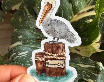 Sticker Panama City - Sticker fenêtre voiture Pelican - Sticker ordinateur portable - Sticker bouteille d'eau pour enfants - Sticker plage vinyle - Sticker plage Pelican