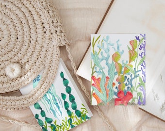 Coral Reef Watercolor Artwork, Florida Notecards, Tropical Artwork Stationary, Outerbanks Note Cards, Nautical Notecard Variety pack