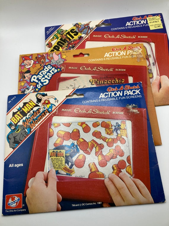 Vintage Complete Etch A Sketch Action Packs Batman and Etsy