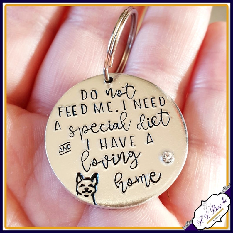 Personalised Funny Cat ID Tag Do Not feed Me Cat Tag Large Etsy