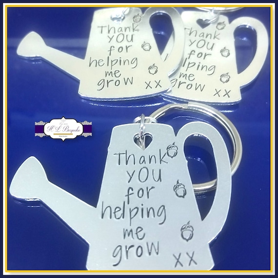Personalised Teacher keyring Thank you for helping me grow Teacher gifts