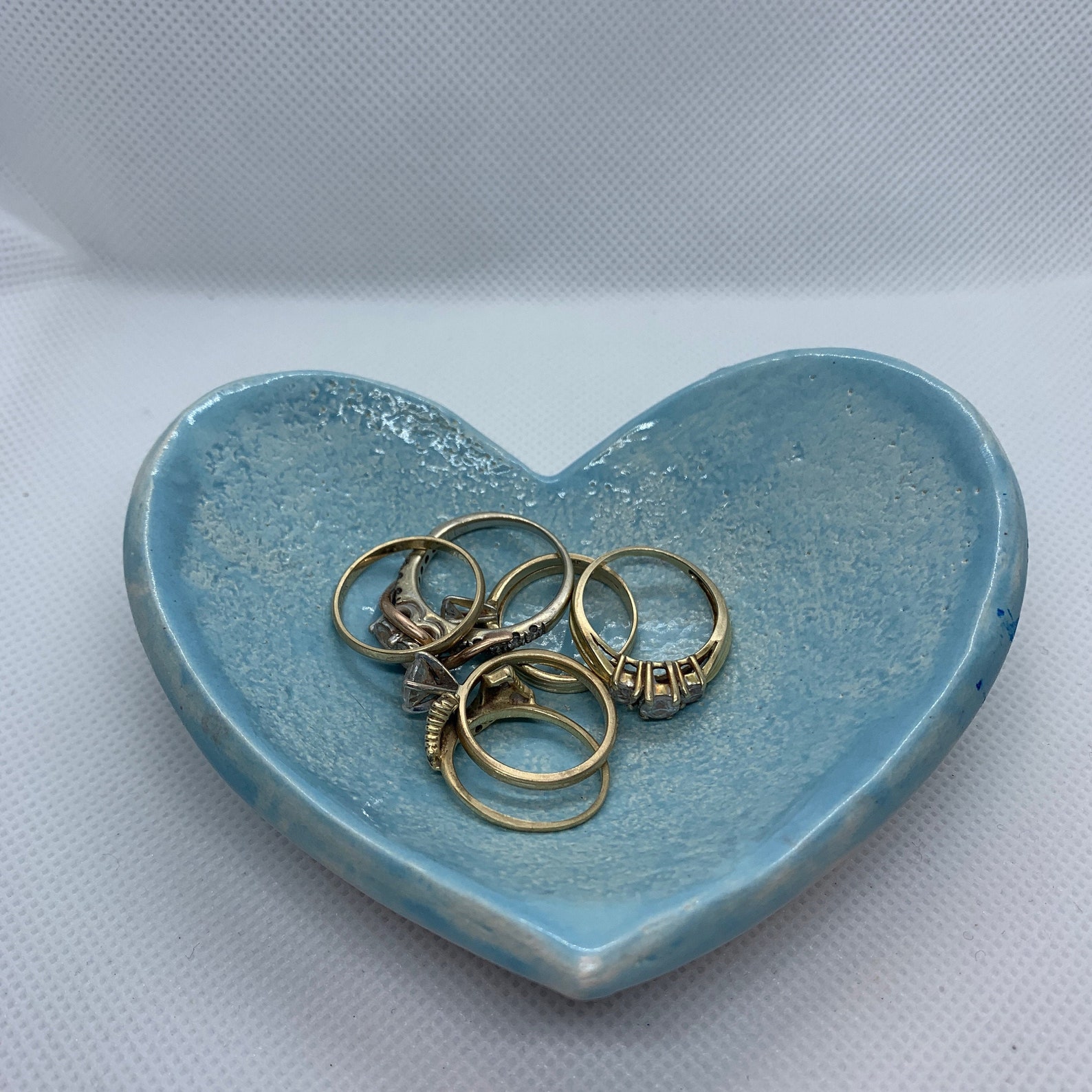 Heart shaped blue ring dish. Handmade ceramic ring dish. Etsy