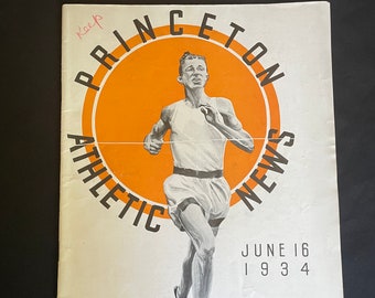 Vintage 1934 Princeton Athletic News Commencement Program Sports Yale Baseball Track University Collectible Graduation Alumni