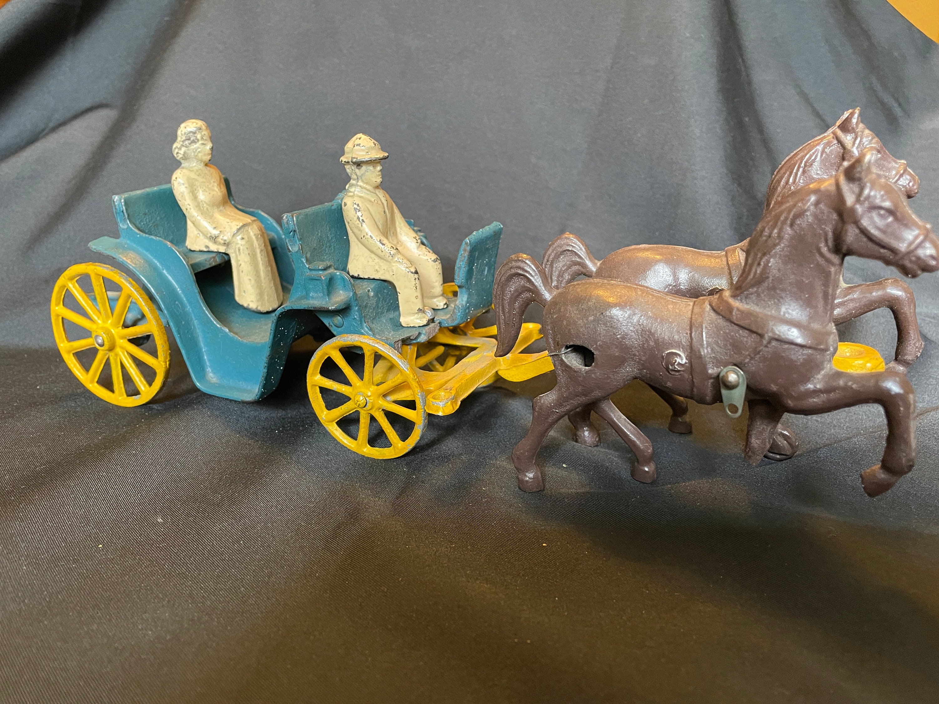 1940s Stanley Cast Iron Horses Buggy Carriage Toy Vintage Etsy