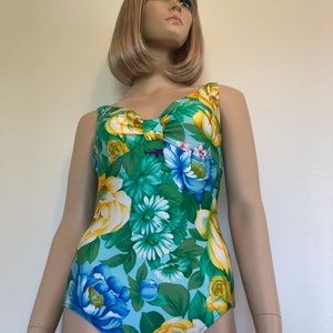 Vintage 70’s One Piece Bathing Suit, 1970’s Gottex Swimsuit, Size Small, Vintage Floral Swimwear, Tiki Oasis, 1970’s Floral Bathing Suit bild 3