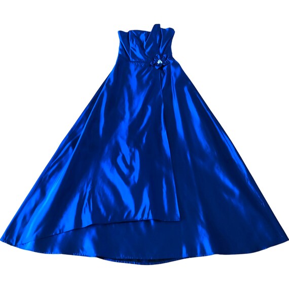 80’s Blue Stretch Satin Tunic Dress with Side Slits by Daniel & Rebecca main image 0