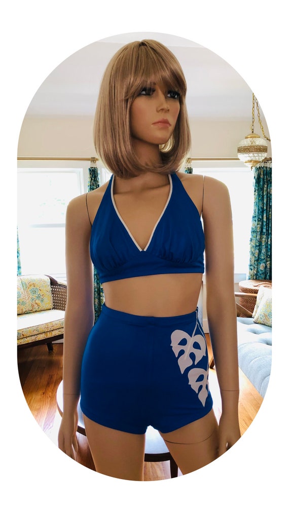 1960’s DeWeese Swimsuit, Vintage Royal Blue 2 Pie… - image 2